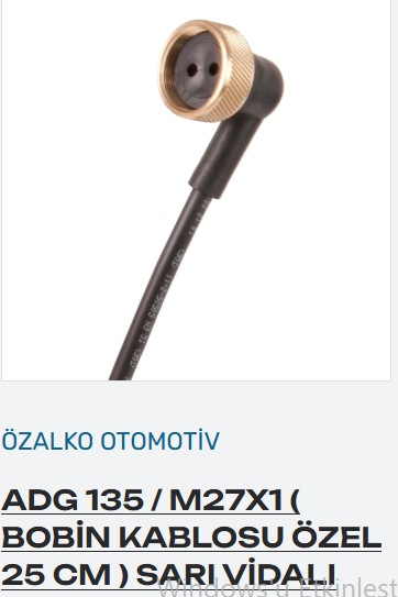 BOBIN SOKETI 50 CM KABLOLU M 27 X 1 SARI SOMUNLU